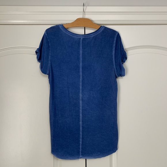 ❤️Paige Tee V Neck T Shirt Blue Distressed M - Picture 3 of 3